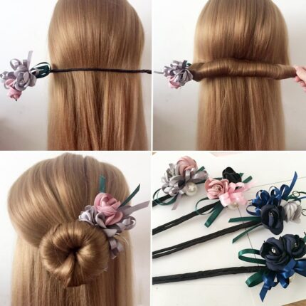 Pinza para el Pelo Bollo de Flores de Perla