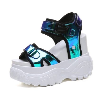 Lista de productos  Zapatos * 1 Sandalias de plataforma Muffin Bottom Symphony Chunky Super tacón alto estudiante aumento zapatos de playa de verano Sandalias Mujer