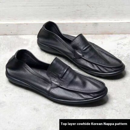 Zapatos casuales de cuero con suela blanda de una sola capa para hombre para hombre