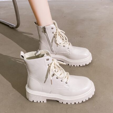 Boots Martin Plataforma de moto estilo británico para mujer