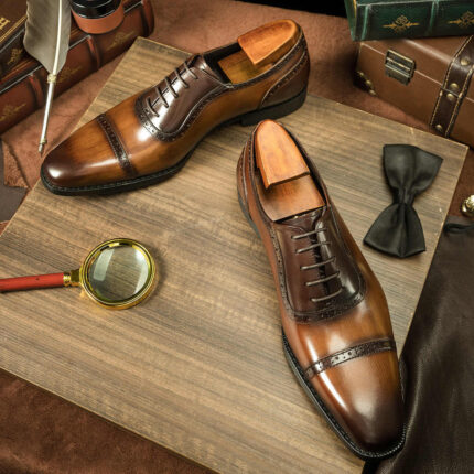 Zapatos Oxford de cuero de negocios para hombres de estilo británico