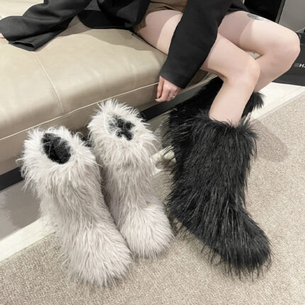 Lindas botas de nieve de nicho para mujer con forro polar acolchado y cálido