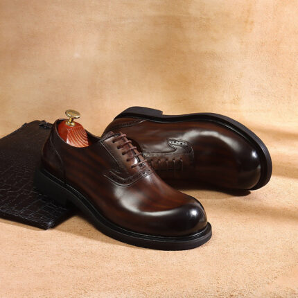 Zapatos Oxford con Dedo Gordo para Hombre, Capa Superior de Piel de Vaca, Suaves, cómodos, Elegantes, versátiles, para Negocios, Ropa Formal, Zapatos de Cuero