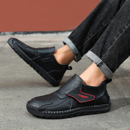 Zapatos de cuero con plataforma de talla grande con costuras hechas a mano