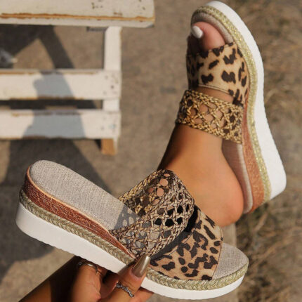 Nuevo Sandalias con punta abierta y plataforma con parte inferior de cuerda de talla grande