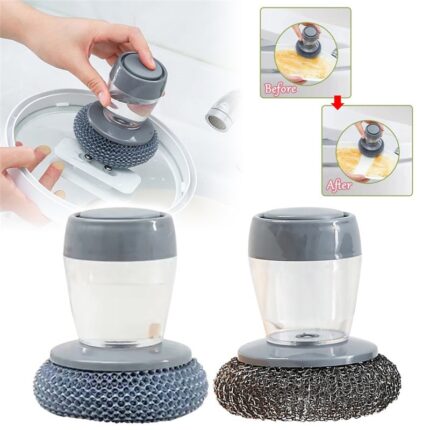 Dispensador de jabón de cocina, limpiador de cepillo de Palma, cepillo tipo empuje, herramientas de detergente de cocina