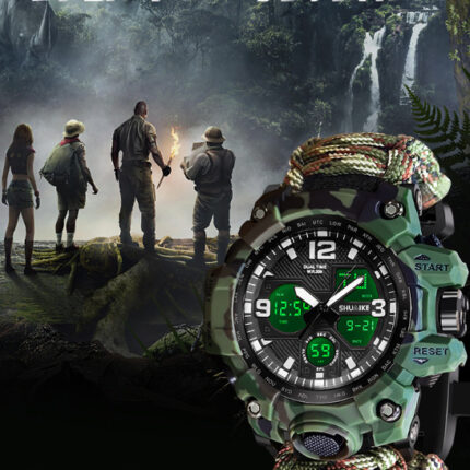 Reloj electrónico de doble pantalla silbato encendido brújula termómetro reloj hombres