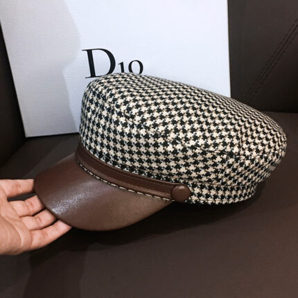 Sombrero retro azul marino para mujer, sombrero octogonal rojo con red