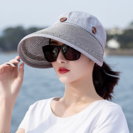 Visera de verano para mujer con sombrero de paja extraíble.
