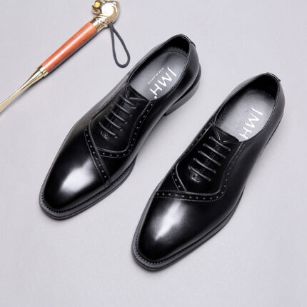 Zapatos de boda retro puntiagudos tallados de negocios para hombres